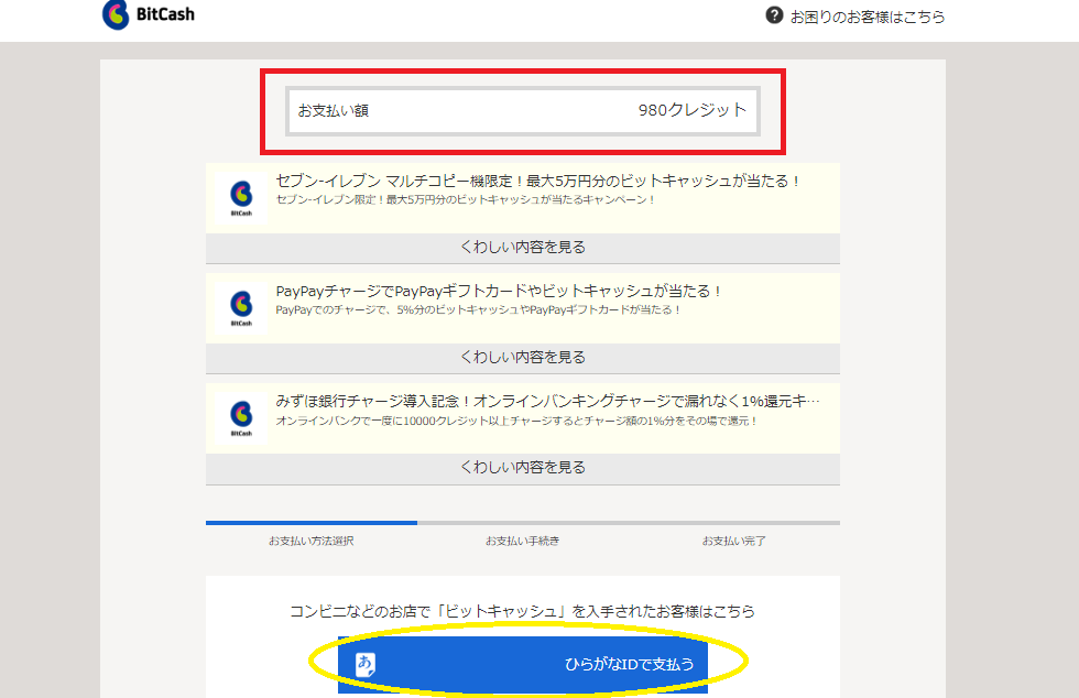 MSG動画をビットキャッシュで購入手順9